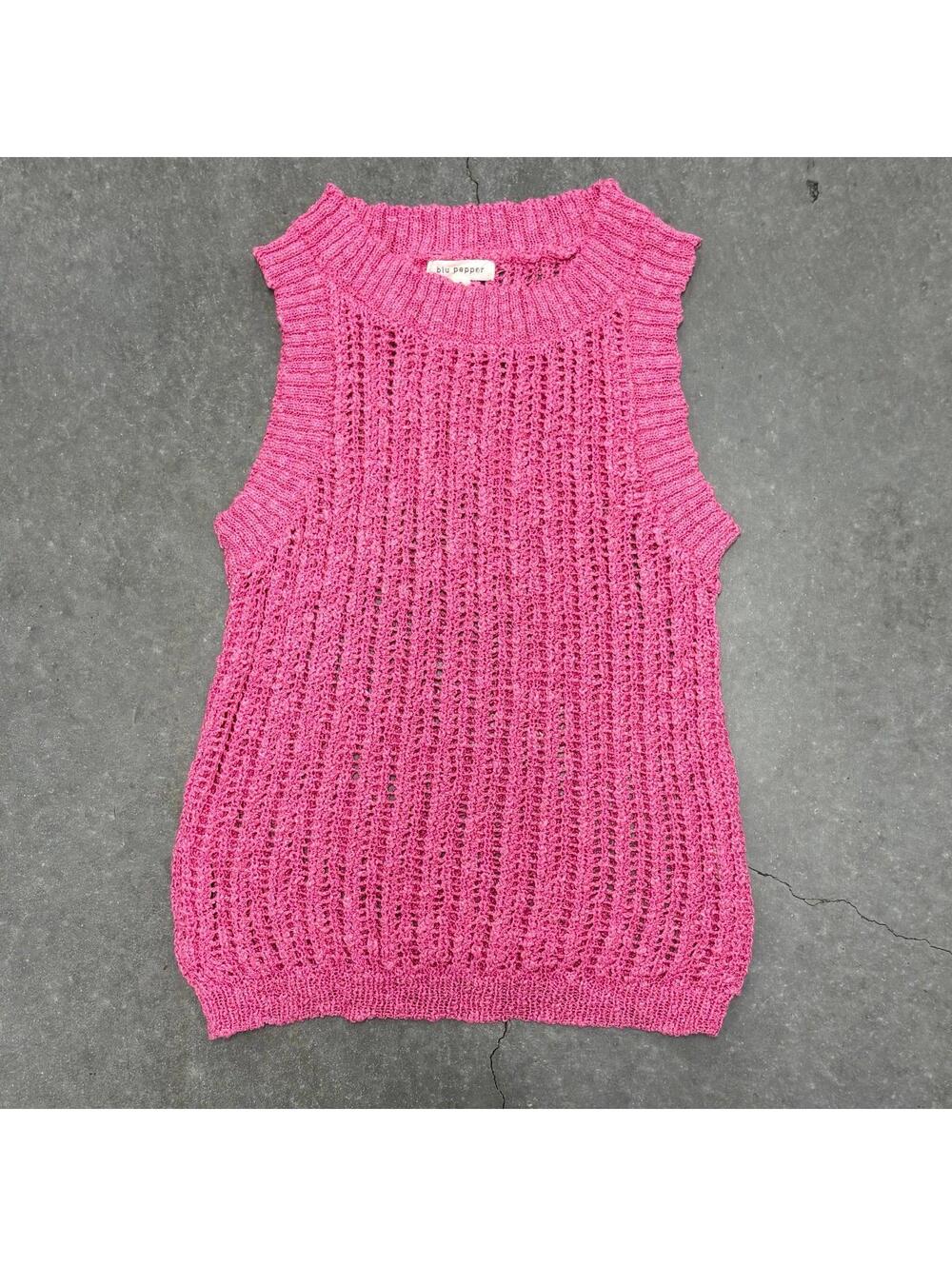 Blu Pepper Pink Crochet Tank Top